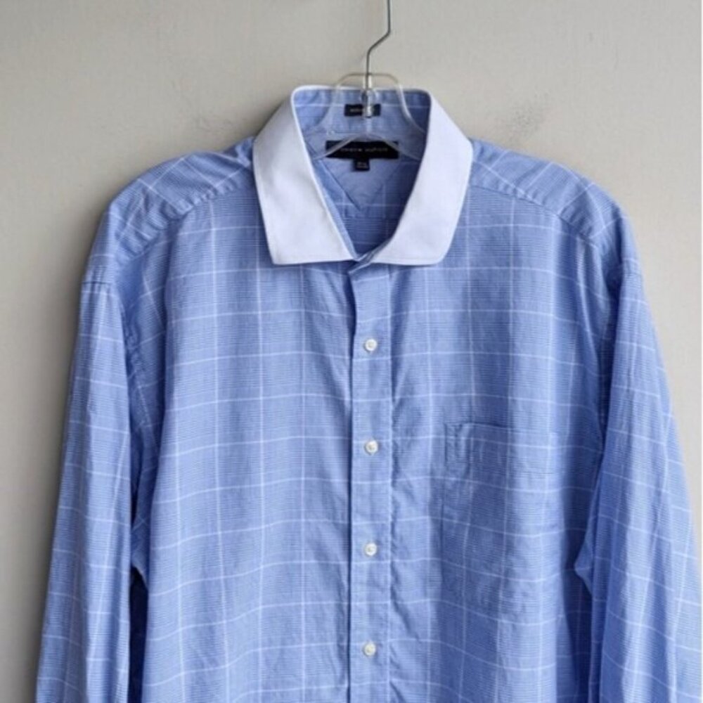 Tommy Hilfiger blue & white plaid dress shirt
